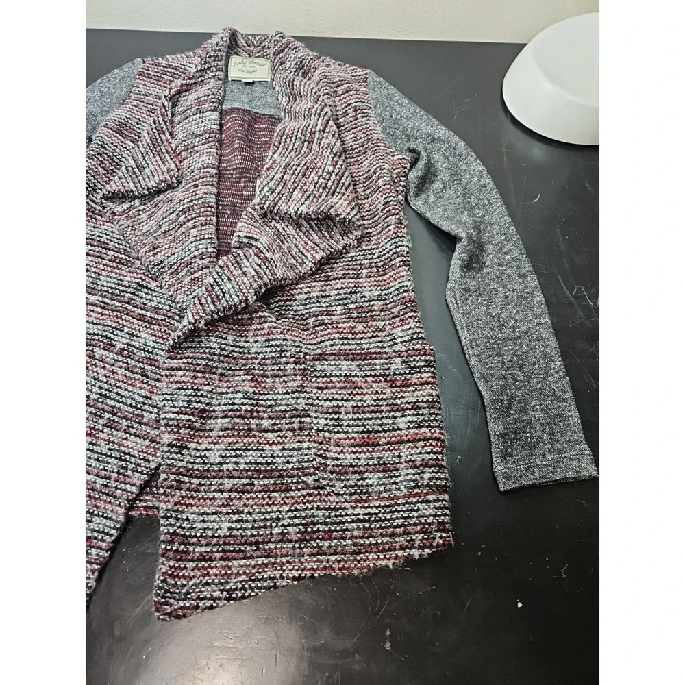 Lucky Brand Cardigan Size W/Sm Sweater Gray Red Open Front Cardigan Western *EUC - Picture 6 of 16